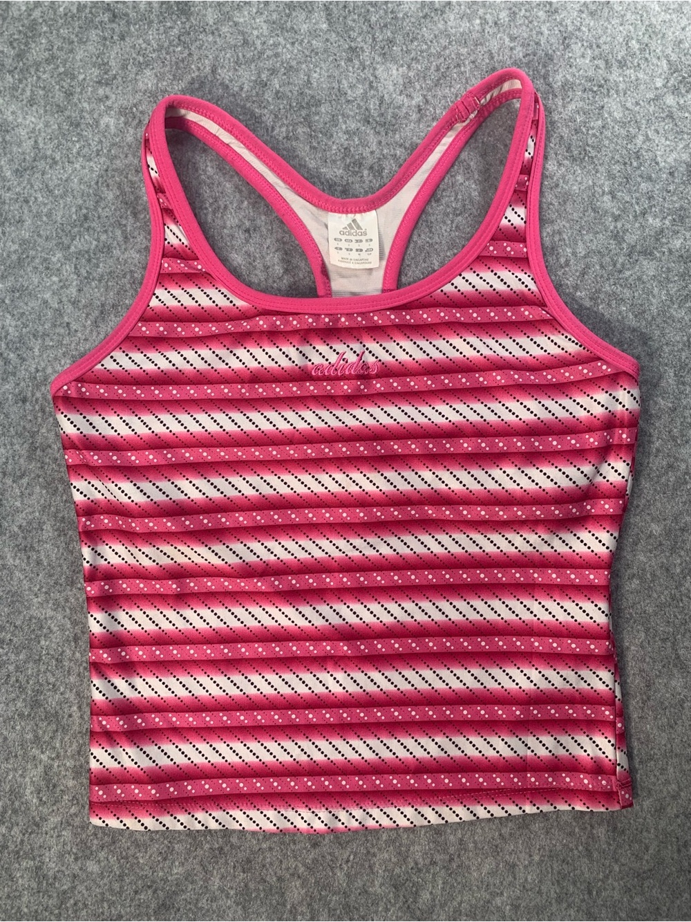 Vintage Y2K Adidas Women’s Pink Striped Racerback Tank Top